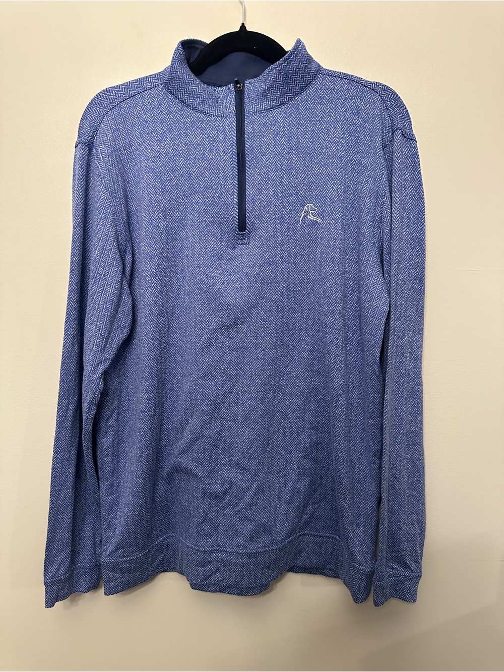 Rhoback 1/4 Zip Herringbone Performance Q-Zip Pullover Blue Size M